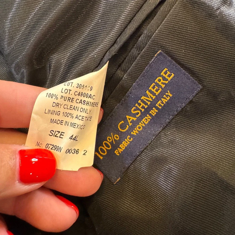 Executive 100% Cashmere Italian Fabric Blazer Jacket Black Sport Coat  SZ 44L